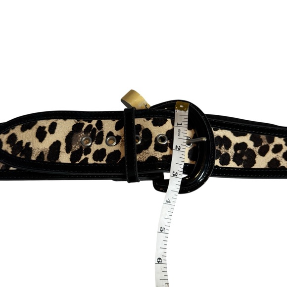 White House Black Market Leopard Calf Hair Blend Thick Belt Women’s Large New - Picture 3 of 7